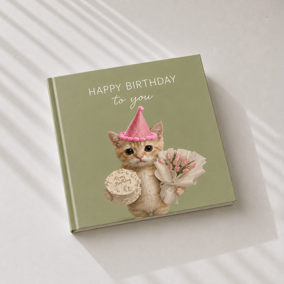 Personalised birthday keepsake book with a cat cover
