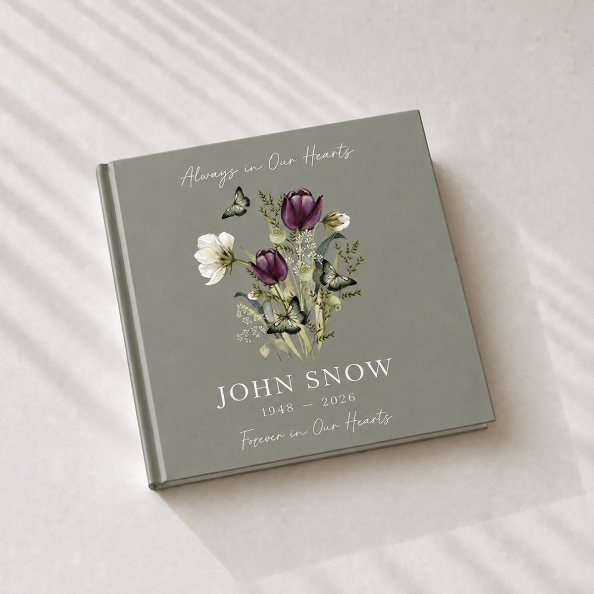 Personalised Memorial Keepsake Book with Floral Design