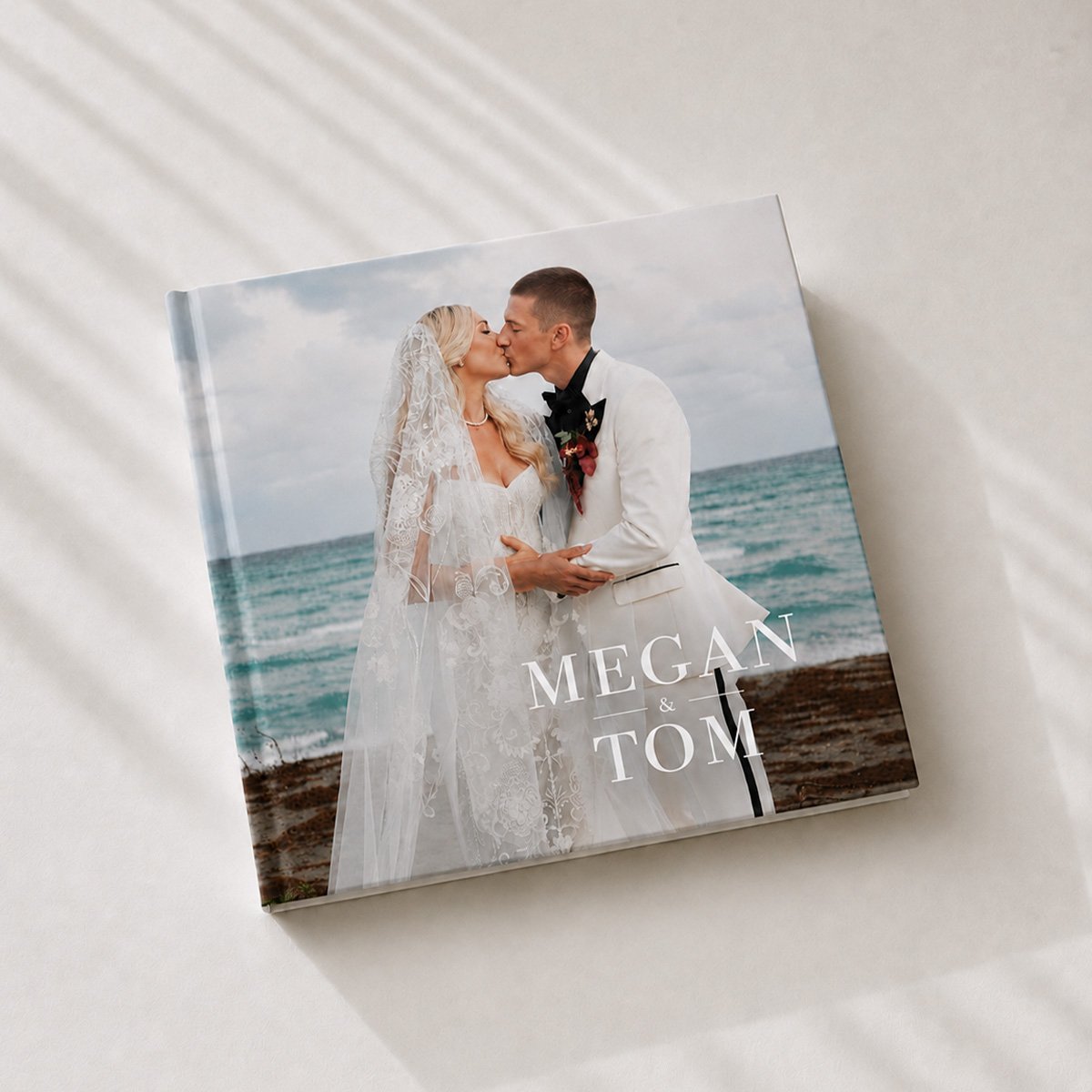 Personalised wedding keepsake book with photo cover